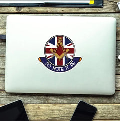 Masonic Car Decal – 10cm - Golden Square and Compass on Union Jack redplume