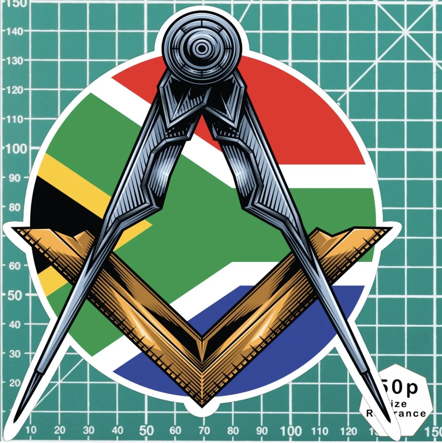 Masonic Square and Compass South African Flag Vinyl Sticker Decal | Waterproof redplume