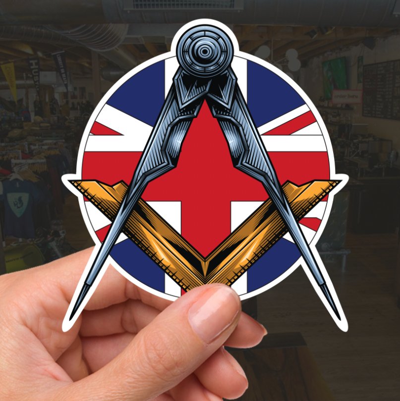 Masonic Square and Compass Union Jack Vinyl Sticker Decal | Waterproof redplume