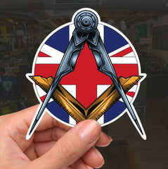 Masonic Square and Compass Union Jack Vinyl Sticker Decal | Waterproof redplume