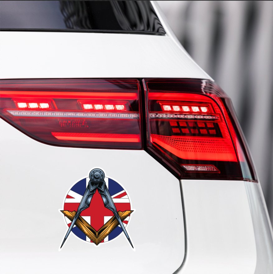 Masonic Square and Compass Union Jack Vinyl Sticker Decal | Waterproof redplume