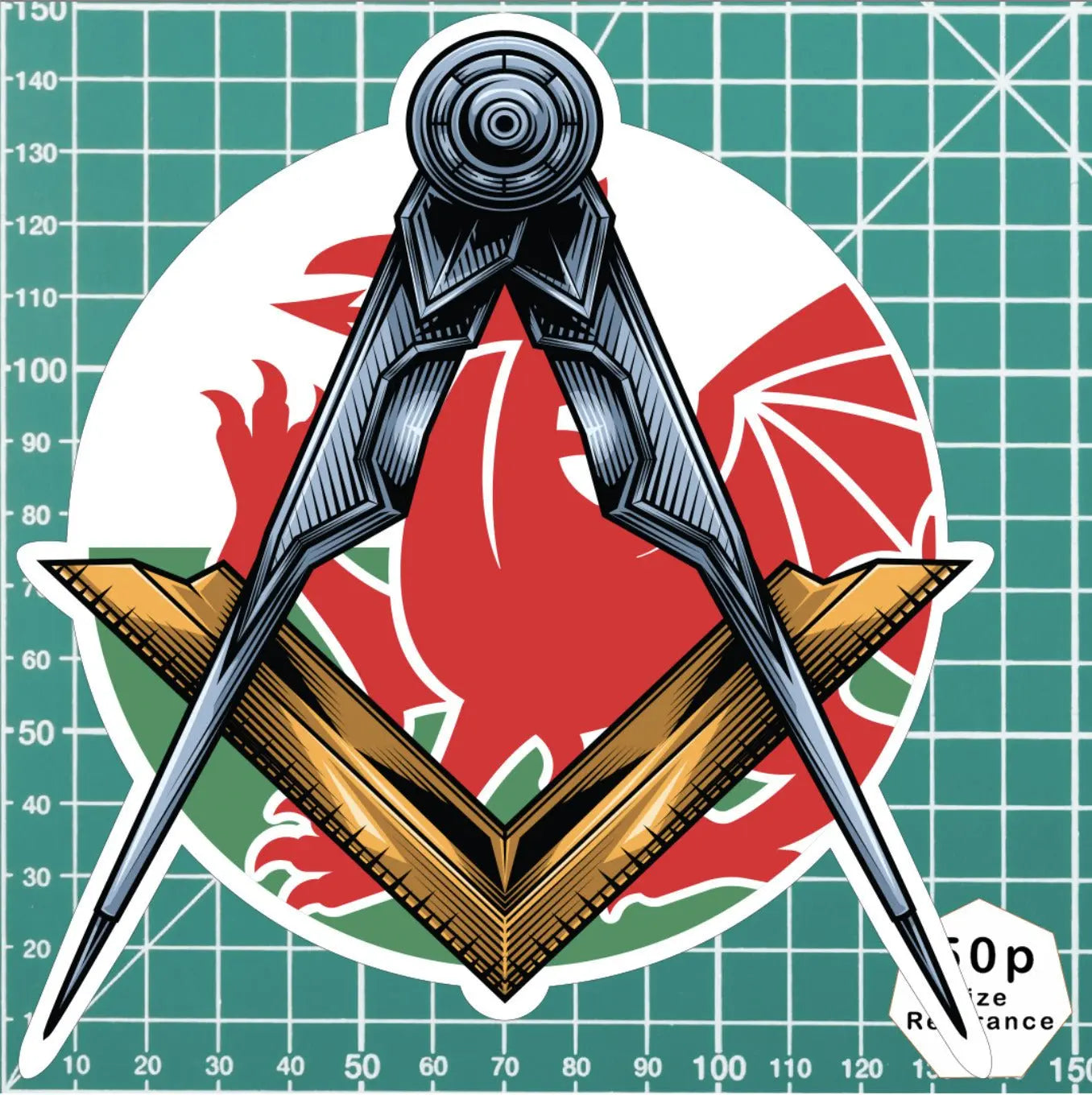 Masonic Square and Compass Welsh Flag Vinyl Sticker Decal | Waterproof redplume