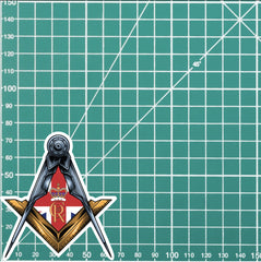 Masonic Square & Compass Union Jack King Charles III Cypher Vinyl Sticker redplume