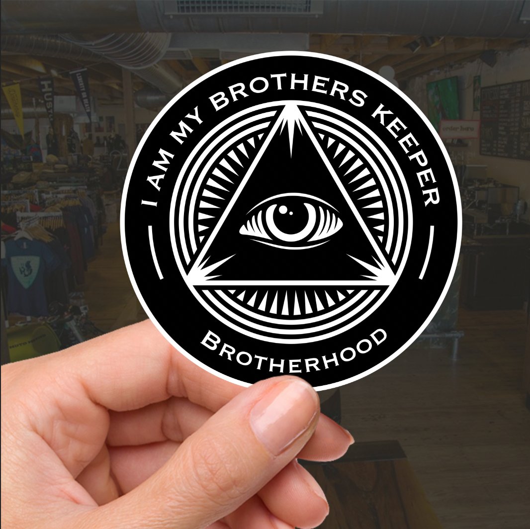 Masonic Waterproof Sticker Decal: "I Am My Brother's Keeper" 10cm redplume