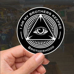 Masonic Waterproof Sticker Decal: "I Am My Brother's Keeper" 10cm redplume