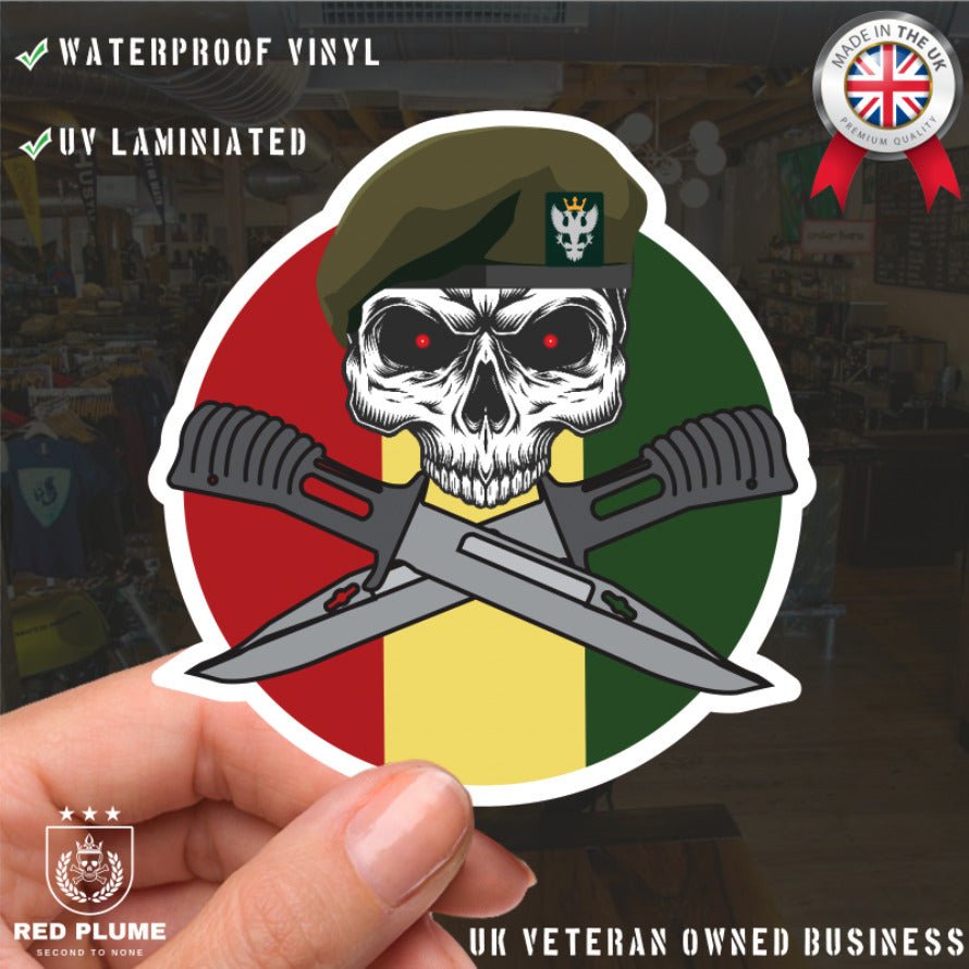 Mercian Regiment Car Decal - Stylish Skull and Crossed Bayonets Design redplume