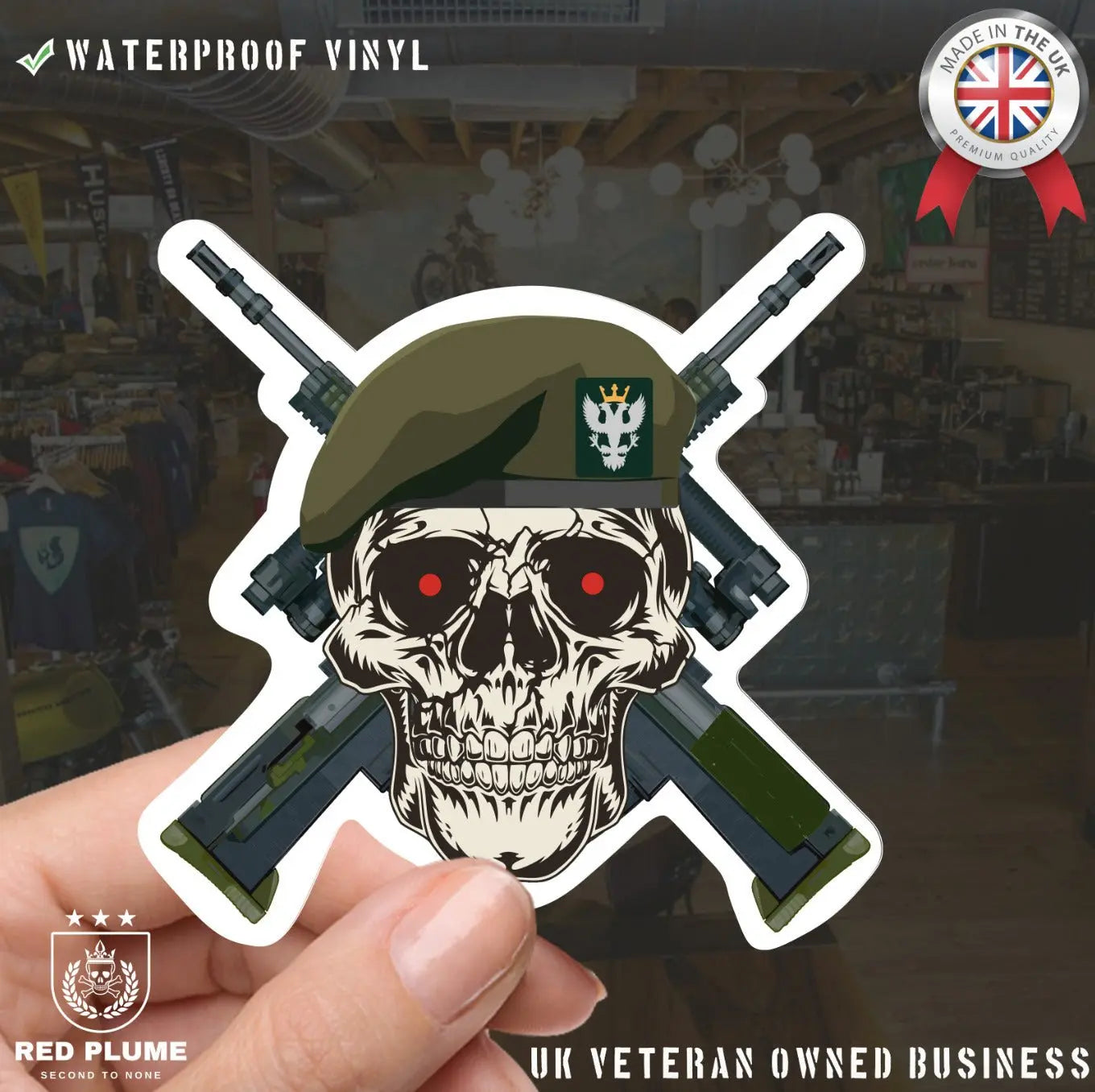Mercian Regiment High-Quality Vinyl Sticker - 100mm Wide - Crossed Rifles redplume