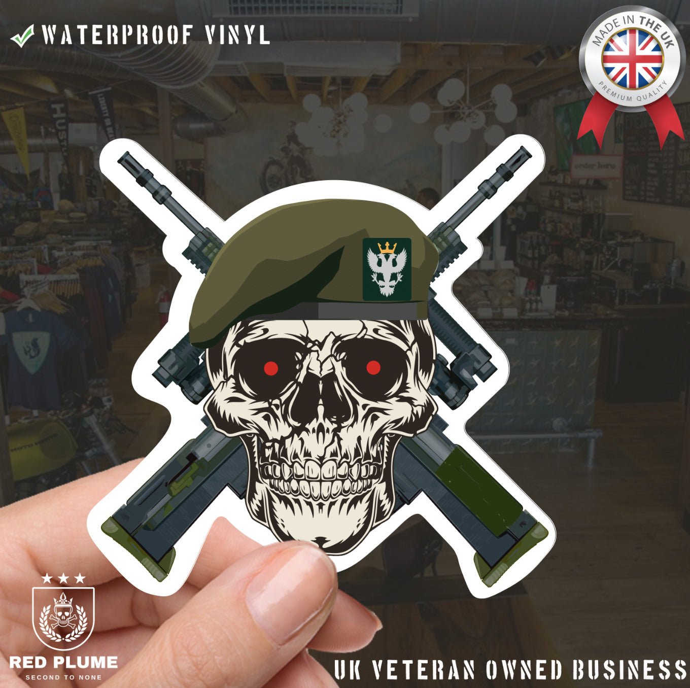 Mercian Regiment High-Quality Vinyl Sticker - 100mm Wide - Crossed Rifles redplume