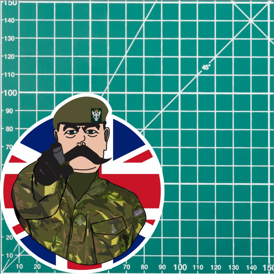 Mercian Regiment Vinyl Waterproof Sticker, Lord Kitchener Design redplume