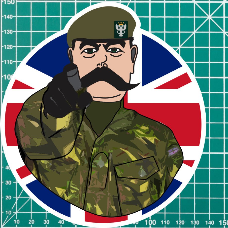 Mercian Regiment Vinyl Waterproof Sticker, Lord Kitchener Design redplume