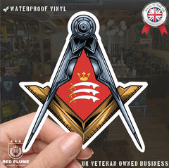 Middlesex Masonic Sticker Square & Compass Union Vinyl Decal redplume