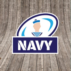 Navy Rugby Sticker High-Quality Laminated Vinyl Sticker - 100mm Wide redplume