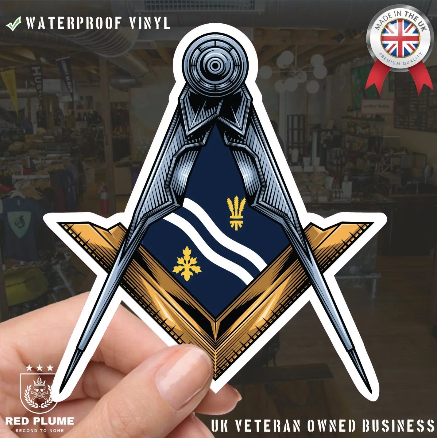 Oxfordshire Masonic Sticker Square & Compass Union Vinyl Decal redplume