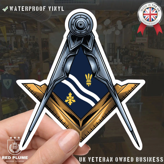Oxfordshire Masonic Sticker Square & Compass Union Vinyl Decal redplume