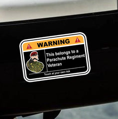 Parachute Regiment Camouflage Warning Funny Vinyl Sticker 100mm wide redplume