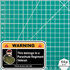 Parachute Regiment Camouflage Warning Funny Vinyl Sticker 100mm wide redplume