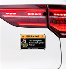 Parachute Regiment Camouflage Warning Funny Vinyl Sticker 100mm wide redplume