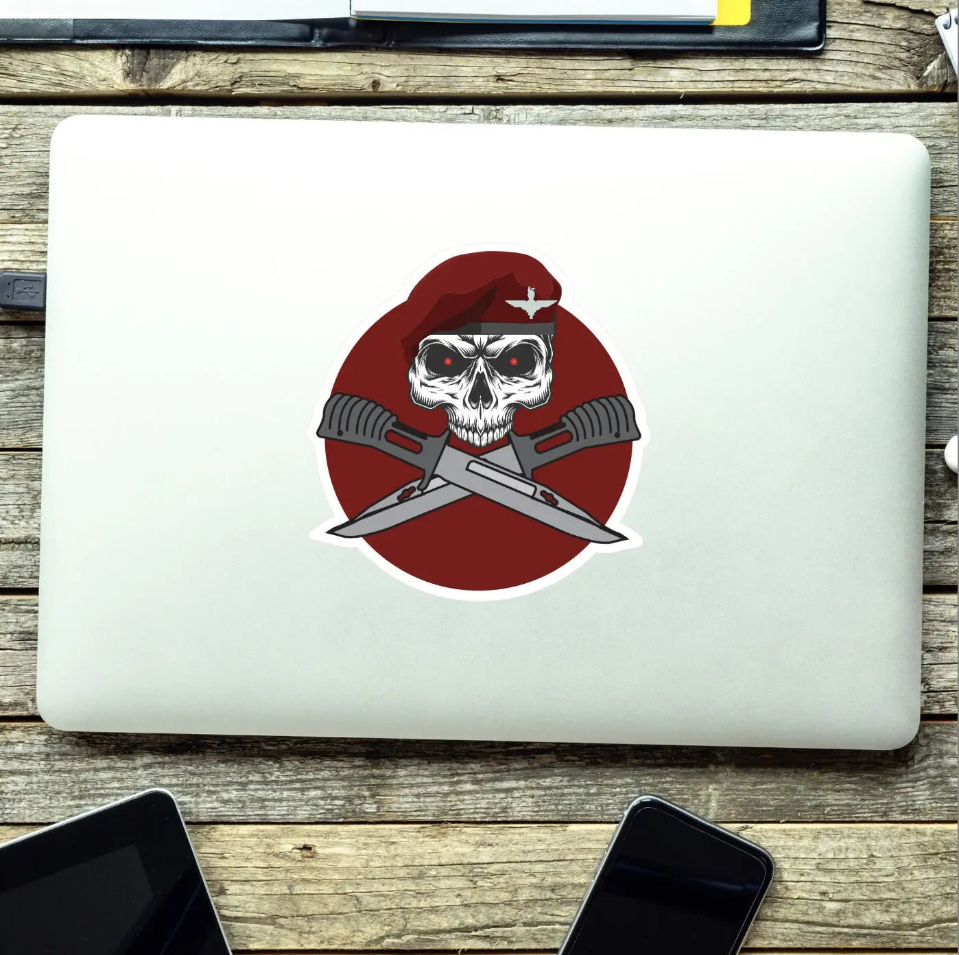 Parachute Regiment Car Decal - Stylish Skull and Crossed Bayonets Design redplume