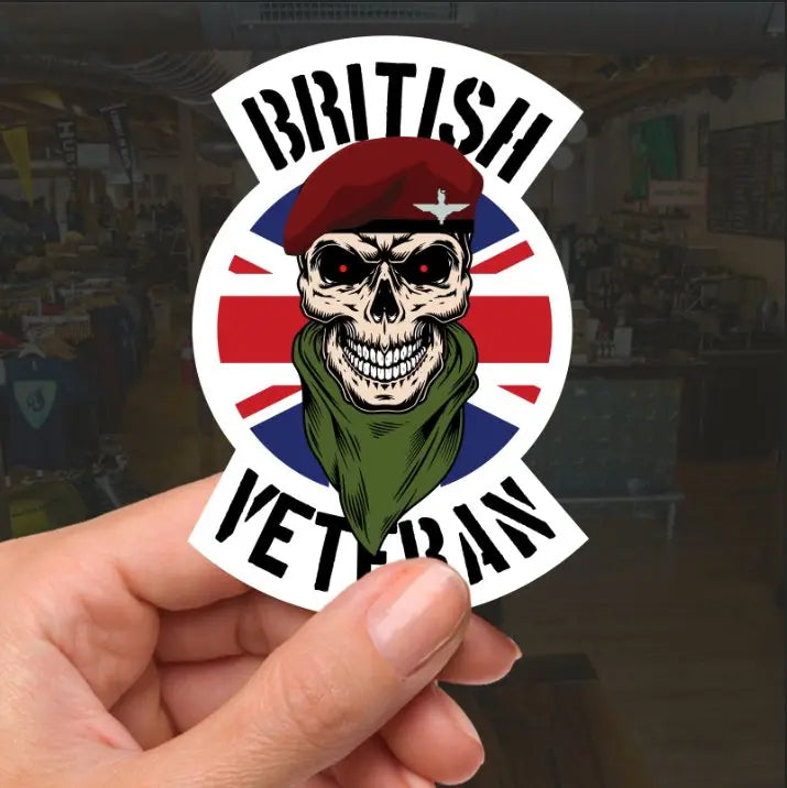 Parachute Regiment Veteran Waterproof Vinyl Decal/Sticker Skull and Union Jack redplume