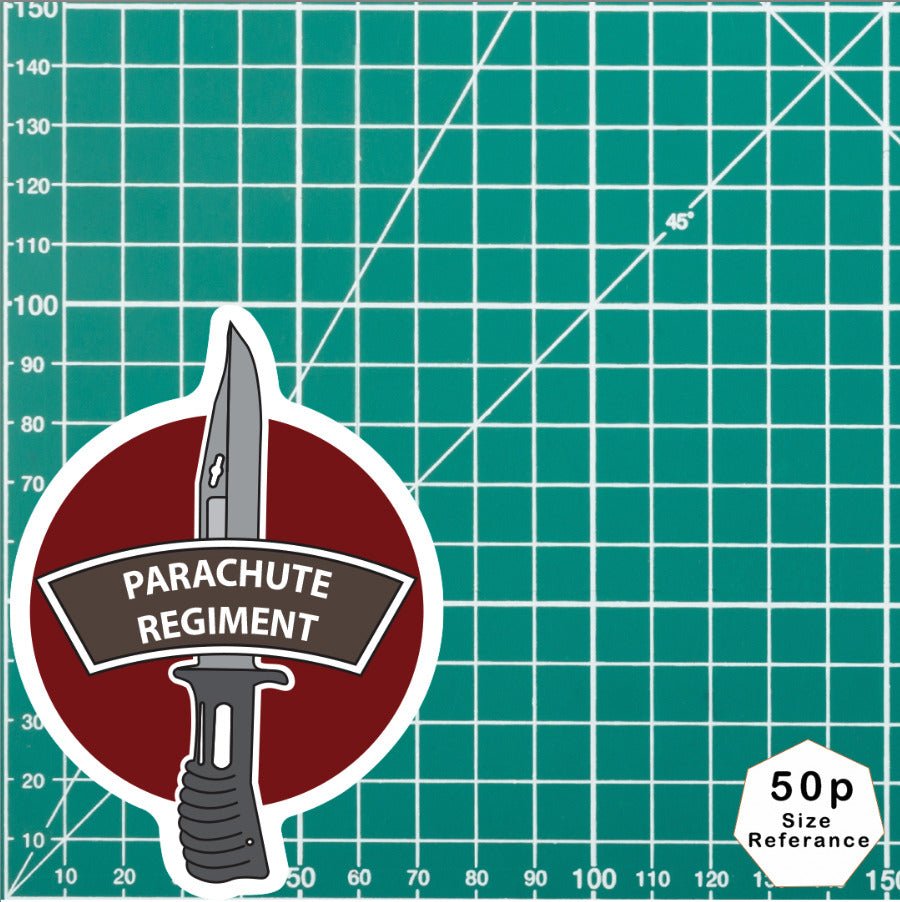Parachute Regiment Vinyl Decal, TRF Colours & Bayonet Design - 10cm redplume