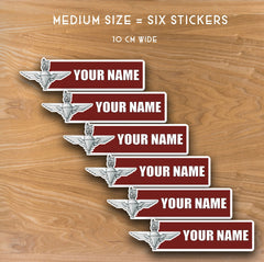 Parachute Regiment Waterproof Vinyl Name Stickers - Personalised redplume