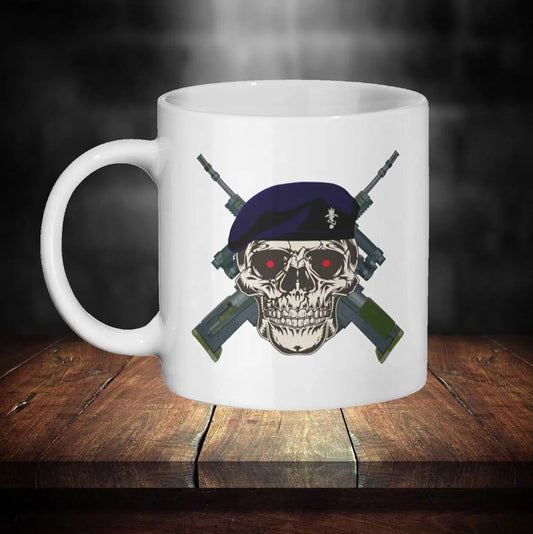 Personalised REME Mug - Skull in Beret & Crossed Rifles redplume