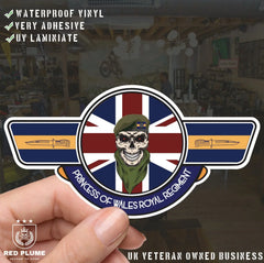 Princess of Wales Royal Regiment PWRR UV Laminated Vinyl Sticker - Wings redplume