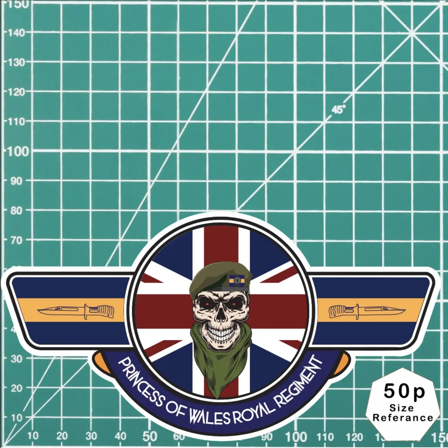 Princess of Wales Royal Regiment PWRR UV Laminated Vinyl Sticker - Wings redplume