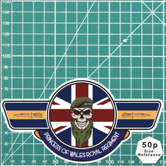 Princess of Wales Royal Regiment PWRR UV Laminated Vinyl Sticker - Wings redplume