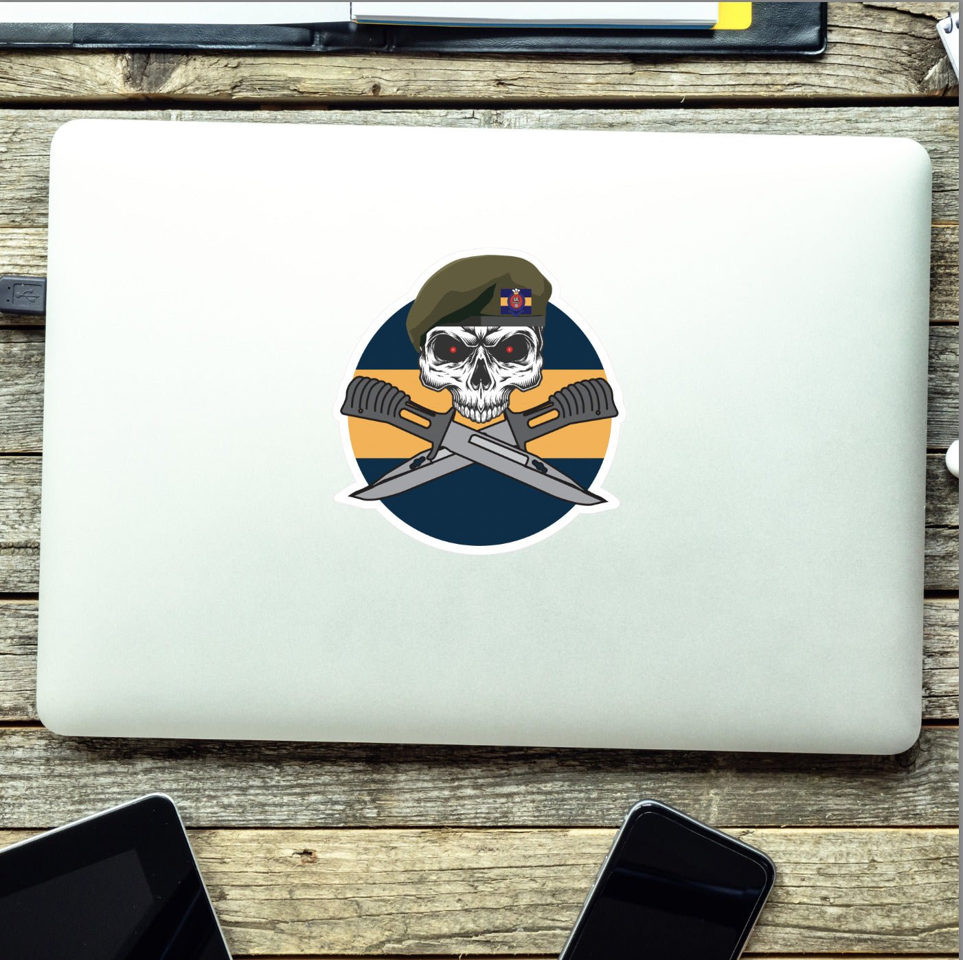 Princess of Wales's Royal Regiment Car Decal - Skull and Crossed Bayonets Design redplume