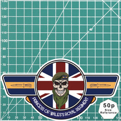 Princess of Wales's Royal Regiment PWRR UV Laminated Vinyl Sticker - Wings redplume