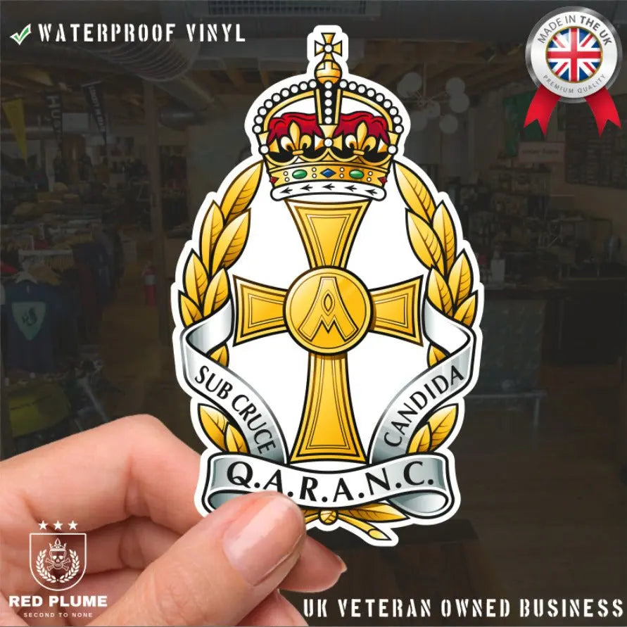 QARANC Cap Badge Waterproof Vinyl Stickers - Official MoD Reseller redplume