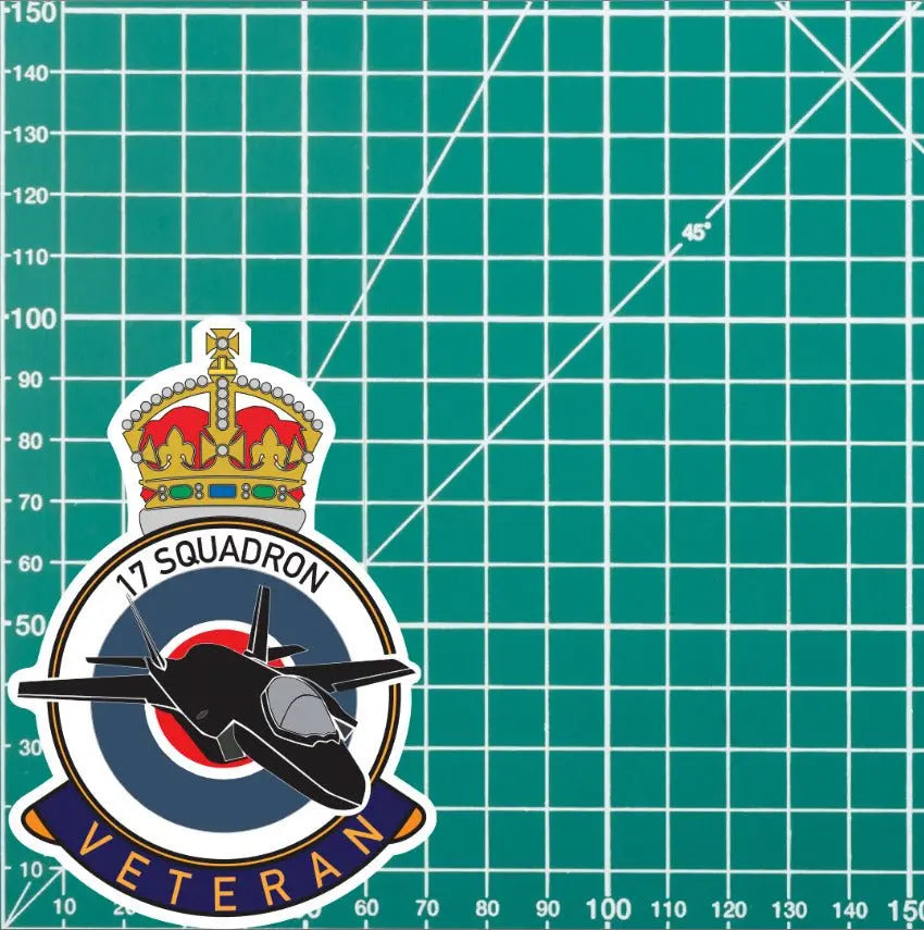RAF 17 Squadron Veterans Badge Vinyl Sticker - Lightning Aircraft redplume