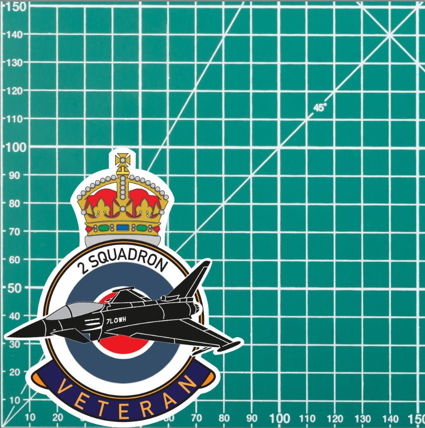 RAF 2 Squadron Veterans Badge Vinyl Sticker - Typhoon Aircraft redplume