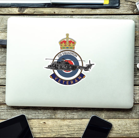 RAF 230 Squadron Veterans Badge Vinyl Sticker - Puma Aircraft redplume