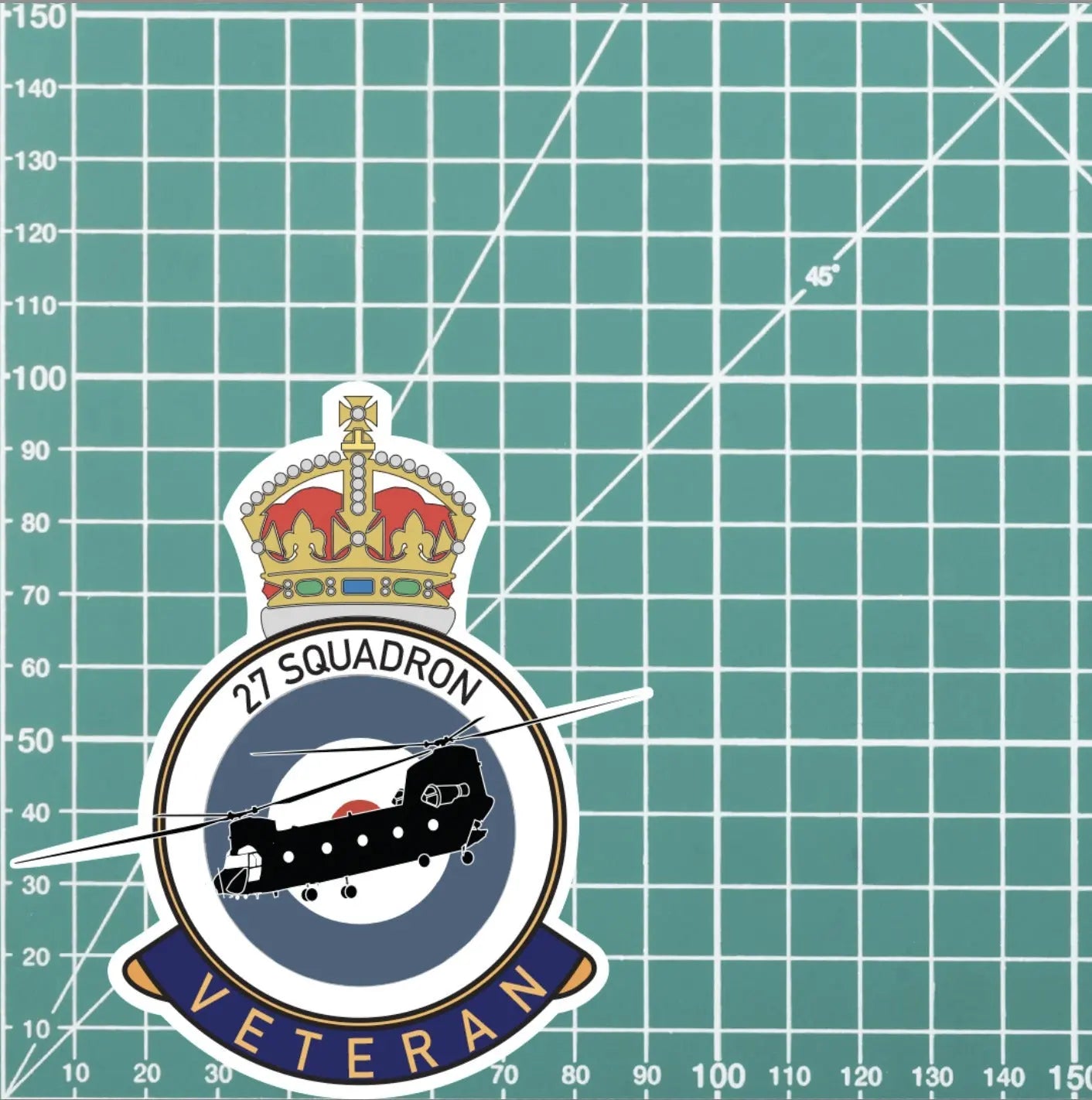 RAF 27 Squadron Veterans Badge Vinyl Sticker - Chinook Aircraft redplume