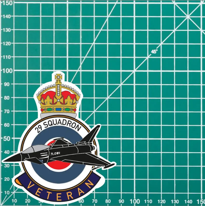 RAF 29 Squadron Veterans Badge Vinyl Sticker - Typhoon Aircraft redplume