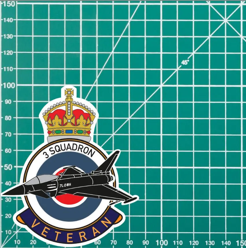 RAF 3 Squadron Veterans Badge Vinyl Sticker - Typhoon Aircraft redplume