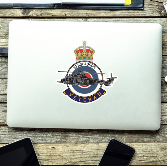 RAF 33 Squadron Veterans Badge Vinyl Sticker - Puma Aircraft redplume