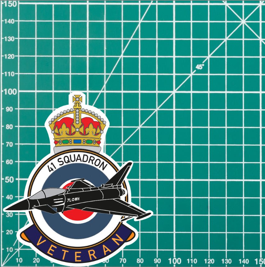 RAF 41 Squadron Veterans Badge Vinyl Sticker - Typhoon Aircraft redplume