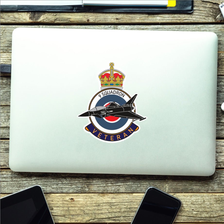RAF 9 Squadron Veterans Badge Vinyl Sticker - Typhoon Aircraft redplume
