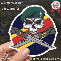 REME Commando Car Decal - Stylish Skull and Crossed Bayonets Design redplume