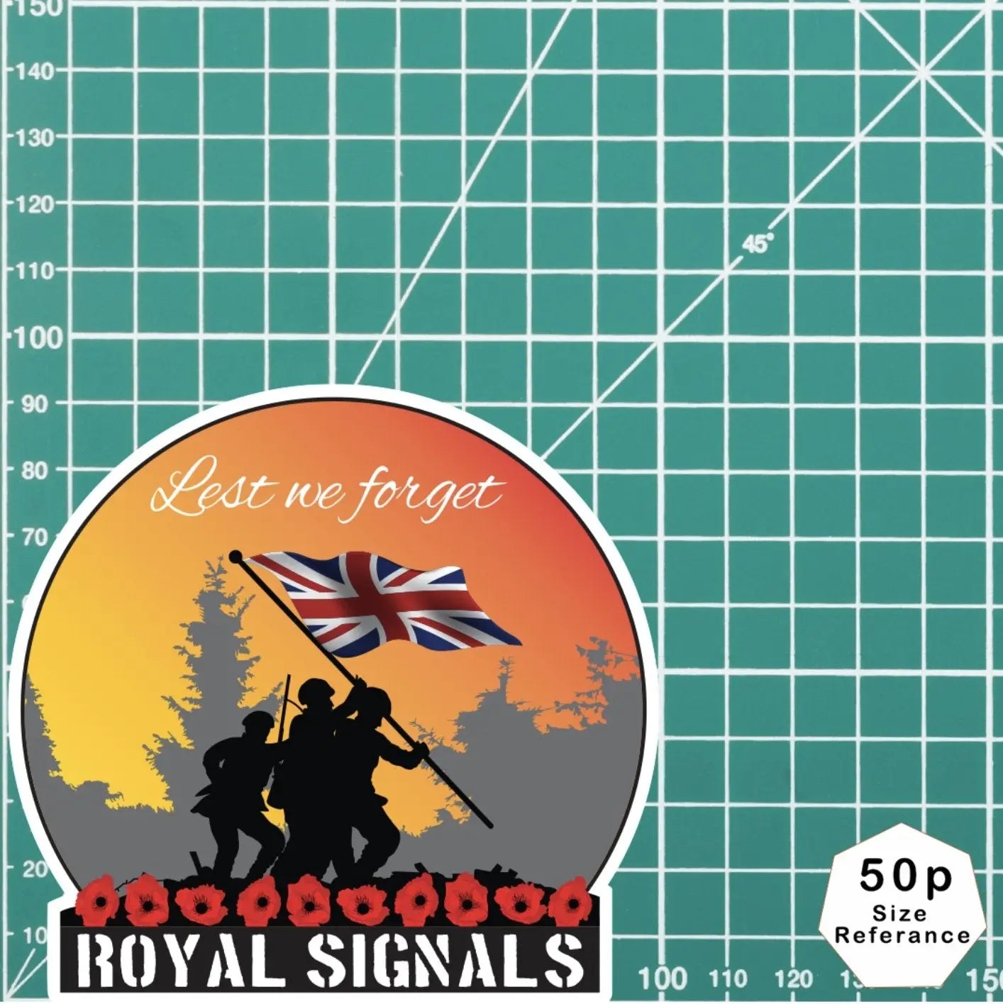Remembrance Vinyl Sticker - Royal Signals Lest We Forget redplume