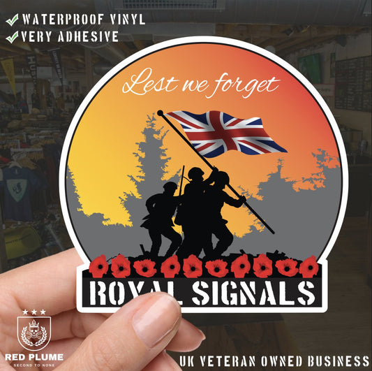 Remembrance Vinyl Sticker - Royal Signals Lest We Forget redplume