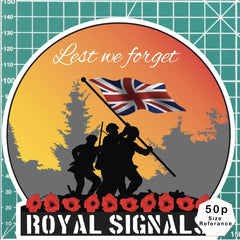 Remembrance Vinyl Sticker - Royal Signals Lest We Forget redplume
