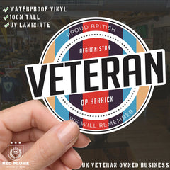 Retro Inspired Veterans Afghanistan Op Herrick Vinyl UV Laminated Decal redplume