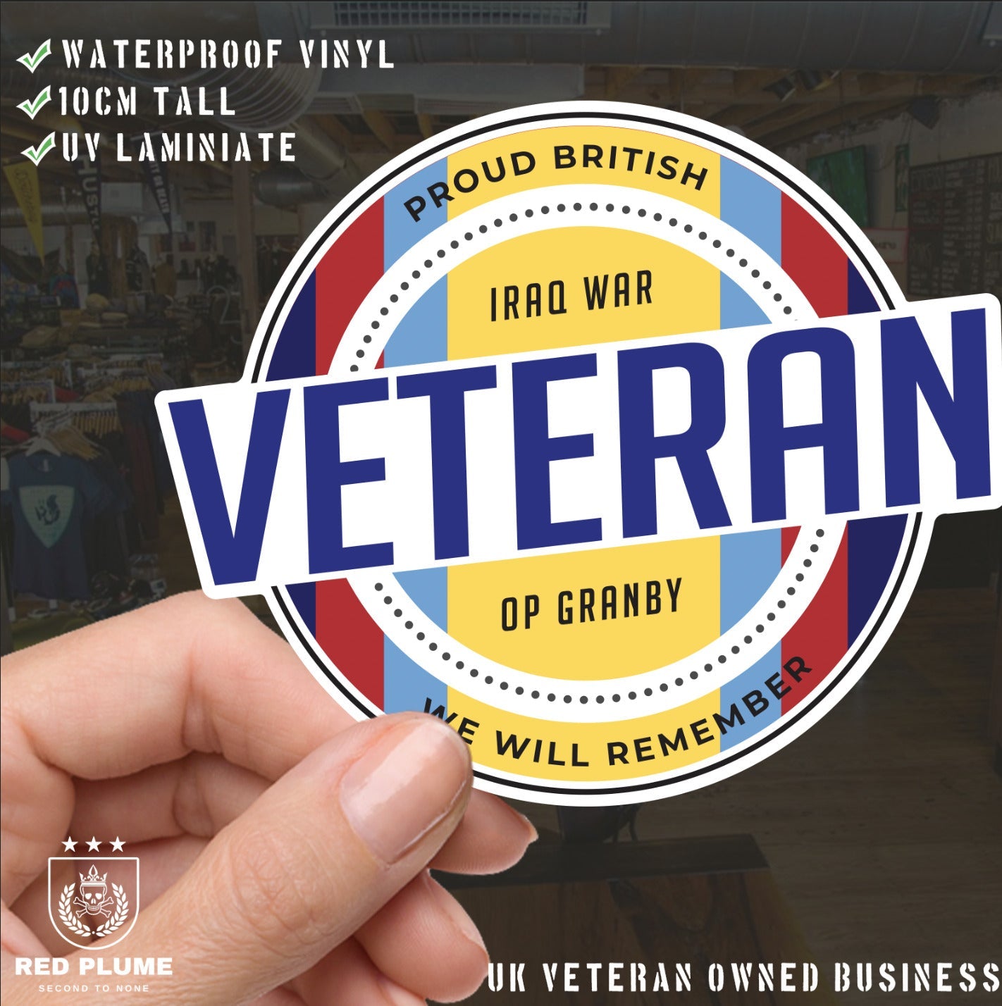 Retro Inspired Veterans Iraq War Op Granby Vinyl UV Laminated Decal redplume