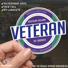 Retro Inspired Veterans Northern Ireland Op Banner Vinyl UV Laminated Decal redplume