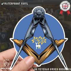 Round Berkshire Masonic Sticker Square & Compass Union Vinyl Decal redplume