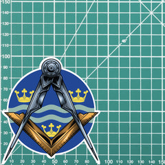 Round Cambridgeshire Masonic Sticker Square & Compass Union Vinyl Decal redplume